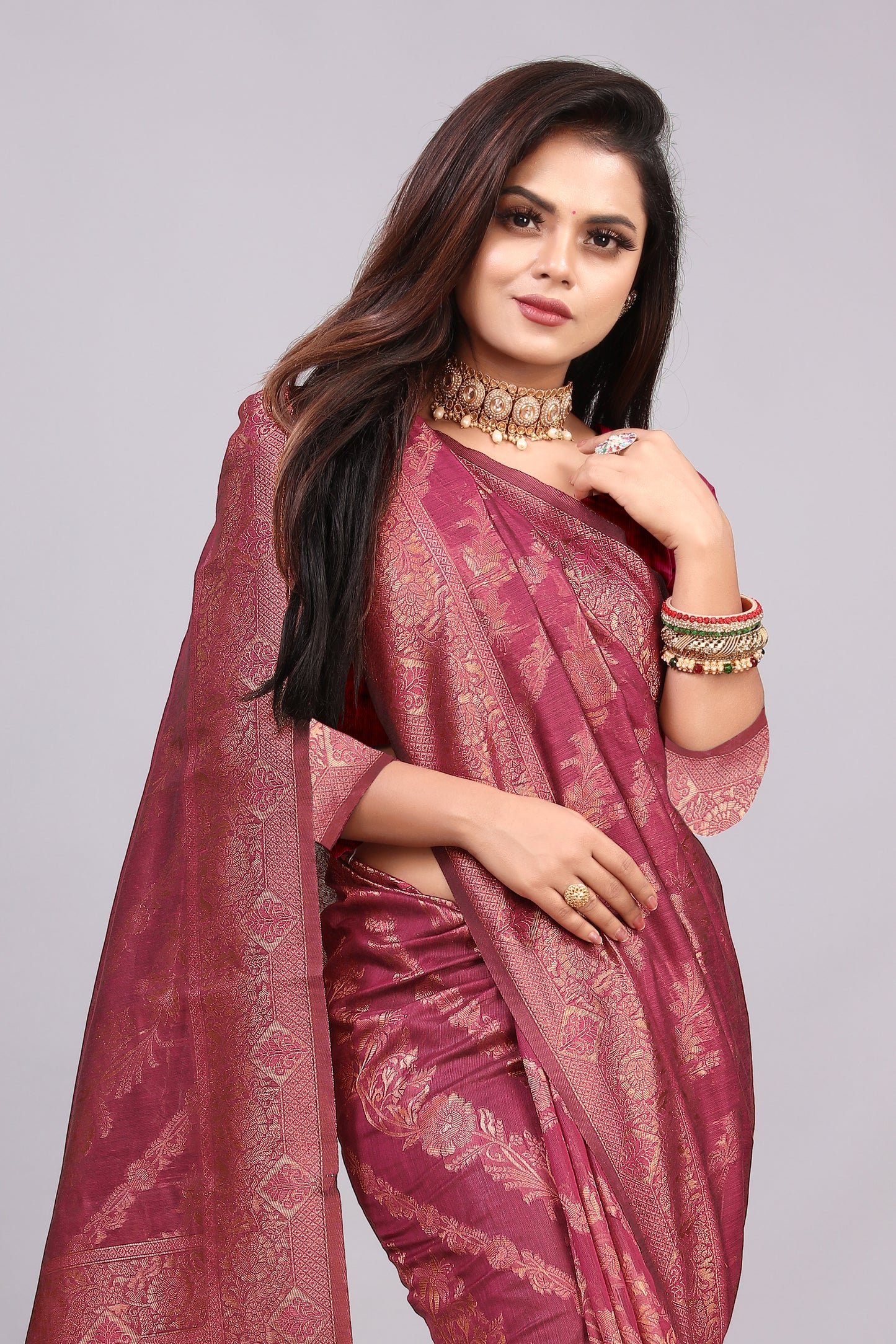 Delightful Exclusive Attractive Designer Bollywood Saree For Women Soft Lichi Silk saree with Rich Pallu & Meenakari with Weaving Border ( Rapair Leriya - Pink )