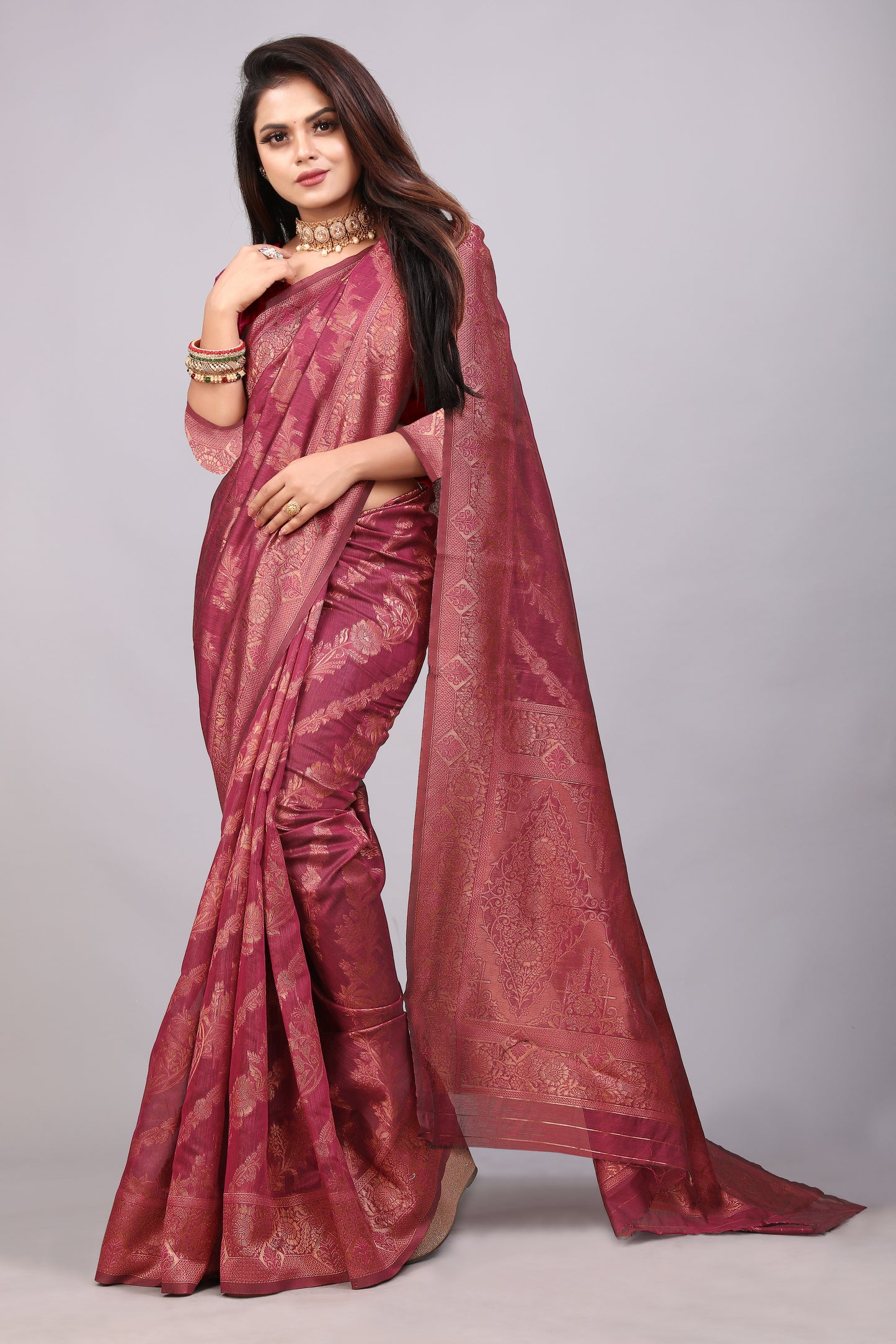 Delightful Exclusive Attractive Designer Bollywood Saree For Women Soft Lichi Silk saree with Rich Pallu & Meenakari with Weaving Border ( Rapair Leriya - Pink )