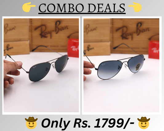 RAY-BAN New Top Trending Men's Pack Of 2 Combo Hot Favourite Wintage Sunglass For Unisex.