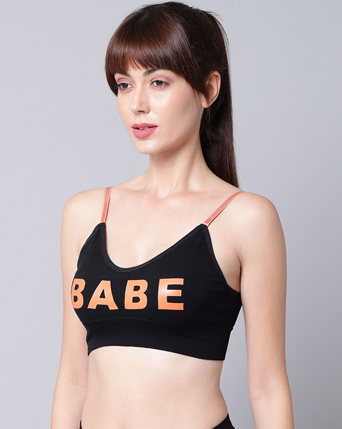 All Day Lounge Women's Free Size Flexible Inner wear & Sport Wear Padded Sports Bra ( Black Babe )