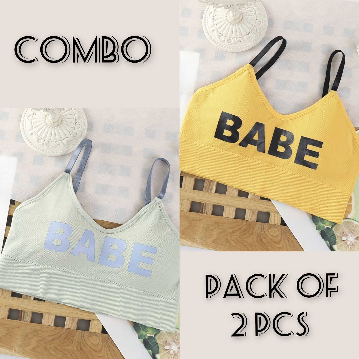 All Day Women's Padded Multicolored Sports Bra Pack Of 2.