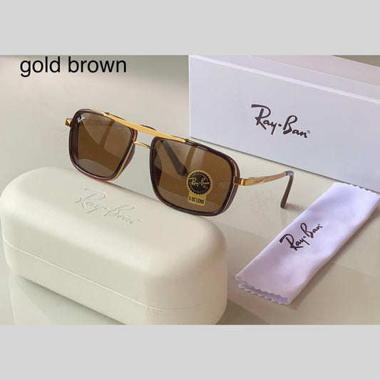 RAY-BAN Brown & Gold 4413 Square Causal Latest Sunglass For Unisex.
