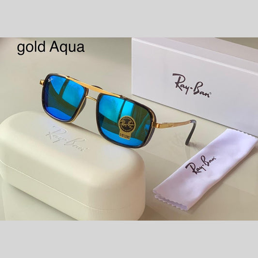 RAY-BAN Blue & Gold 4413 Square Causal Latest Sunglass For Unisex.