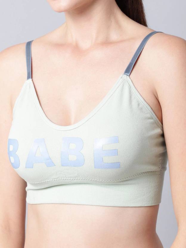 All Day Lounge Women's Free Size Flexible Inner wear & Sport Wear Padded Sports Bra ( Meant Green Babe )