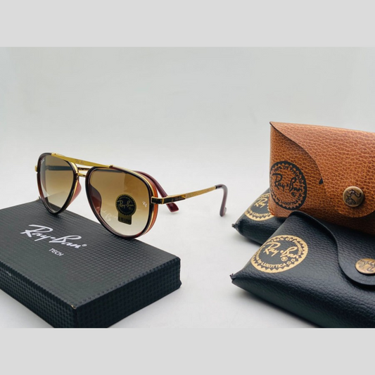 RAY-BAN Brown Shaded & Gold 4414 Causal Latest Sunglass For Unisex.