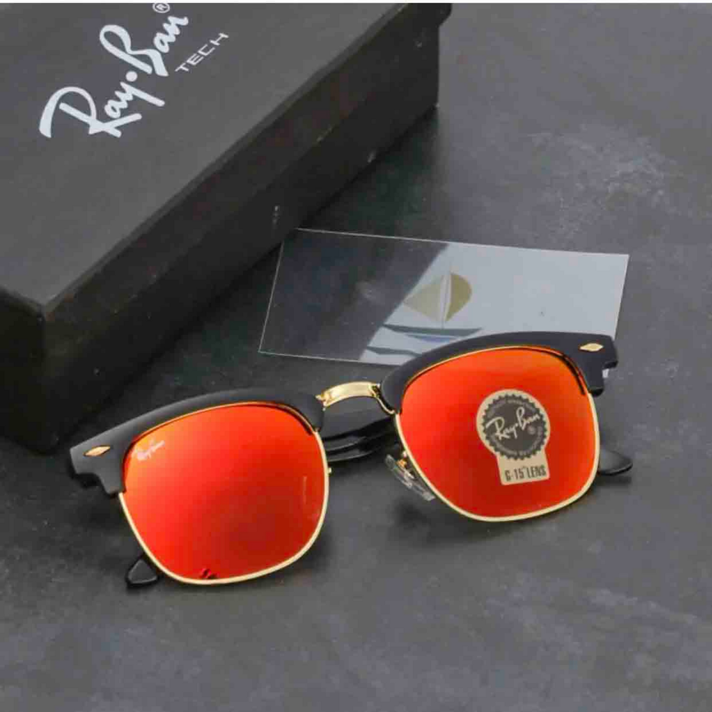 RAY-BAN New Stylish Orange & Gold 3016 Sunglass For Unisex