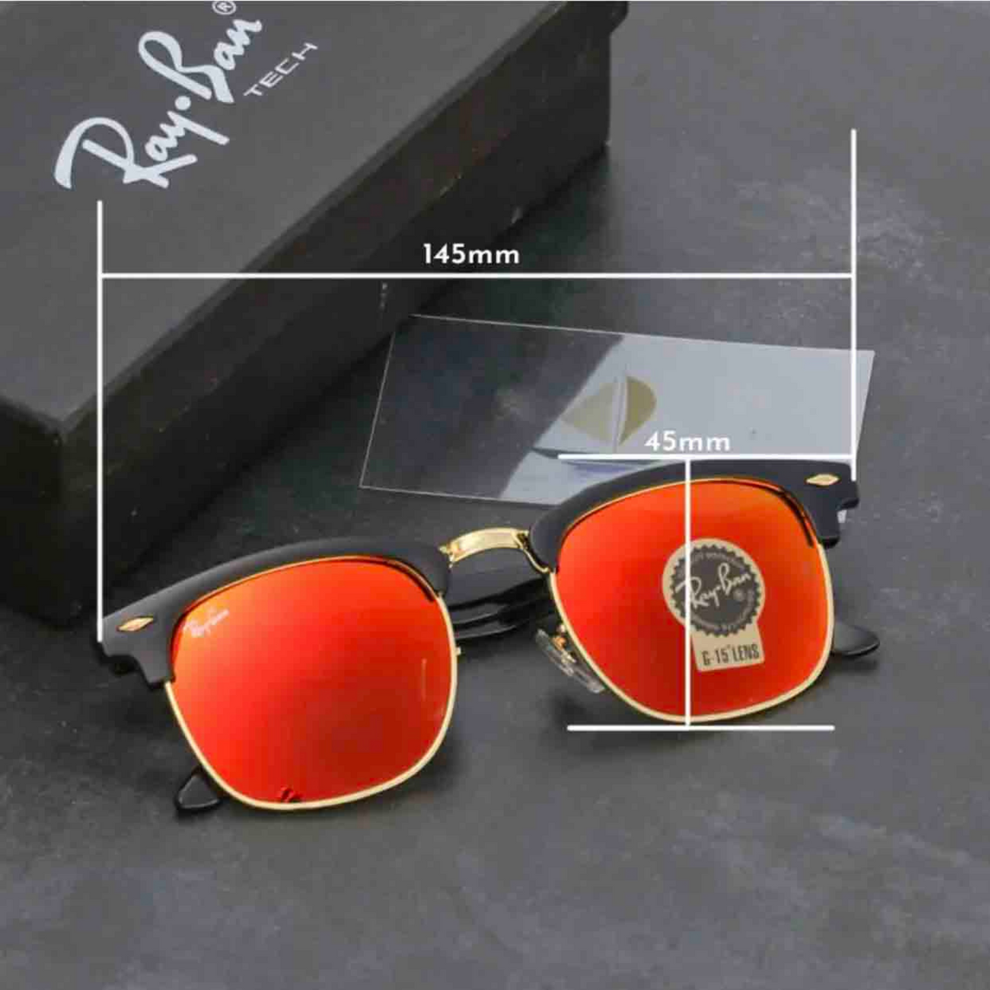 RAY-BAN New Stylish Orange & Gold 3016 Sunglass For Unisex