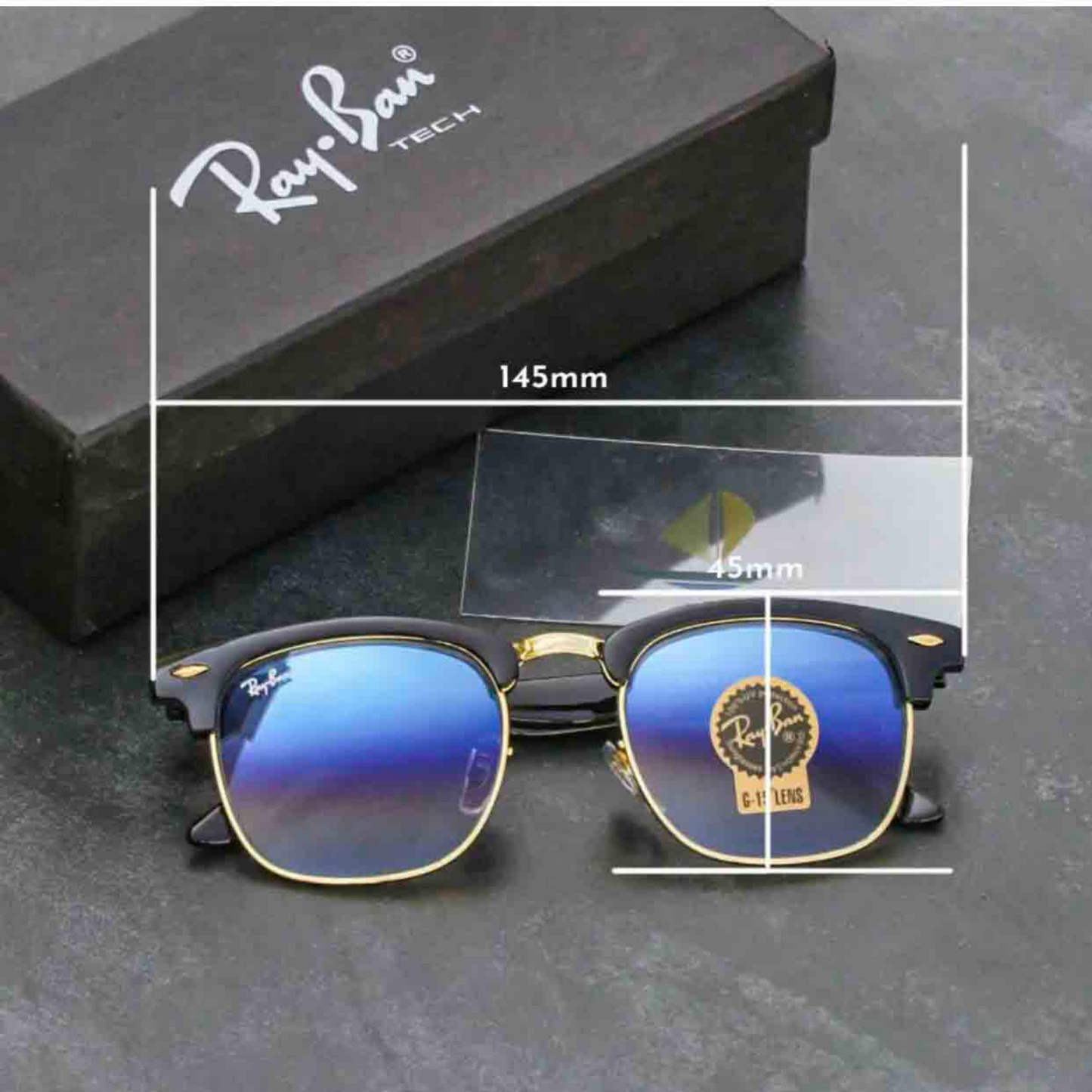 RAY-BAN New Stylish Blue Shaded & Gold 3016 Sunglass For Unisex