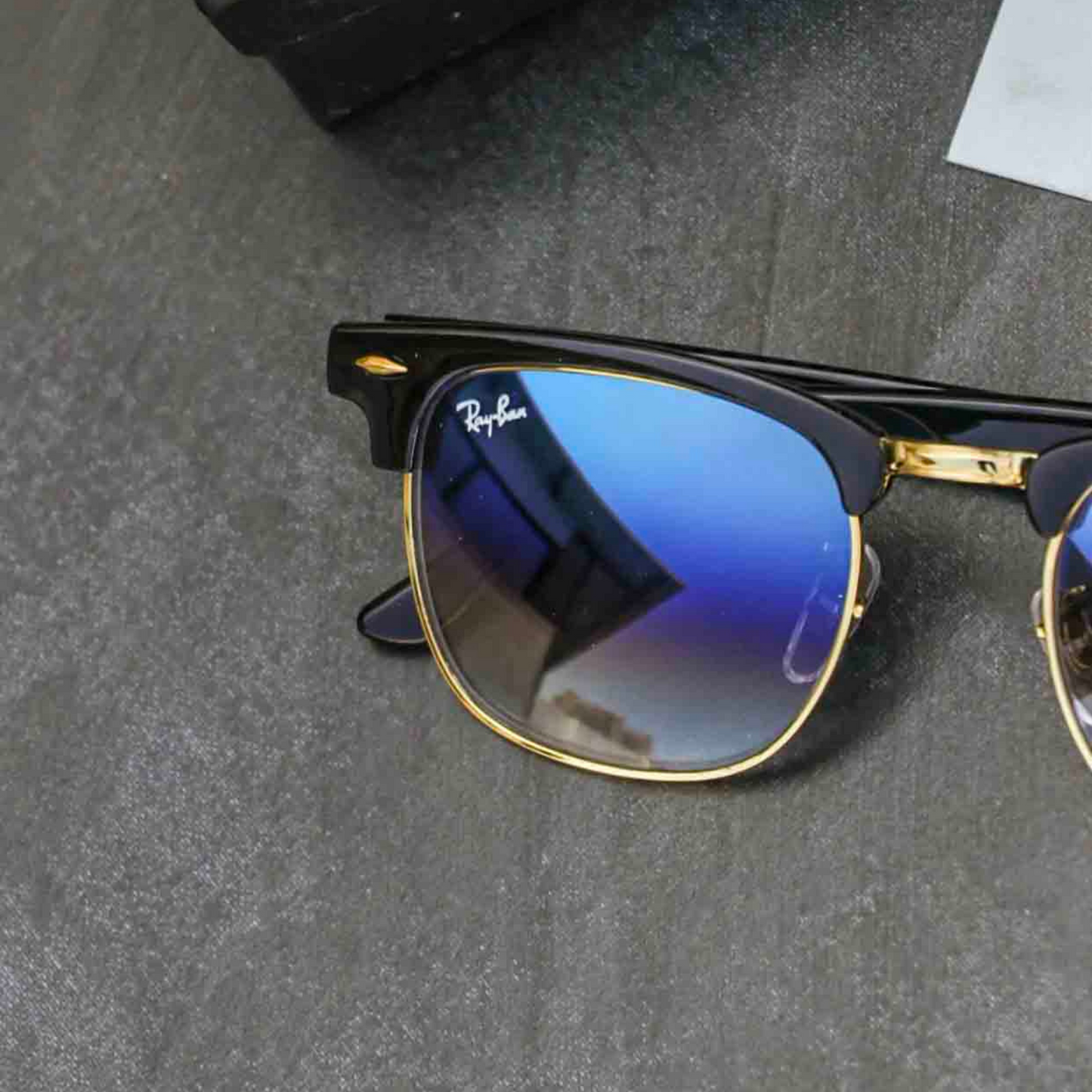 RAY-BAN New Stylish Blue Shaded & Gold 3016 Sunglass For Unisex