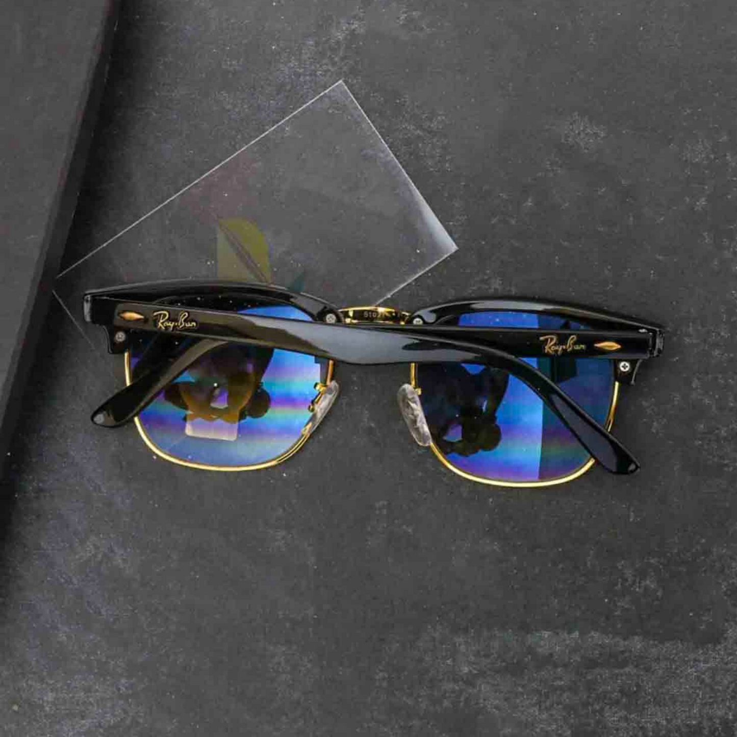 RAY-BAN New Stylish Blue Shaded & Gold 3016 Sunglass For Unisex