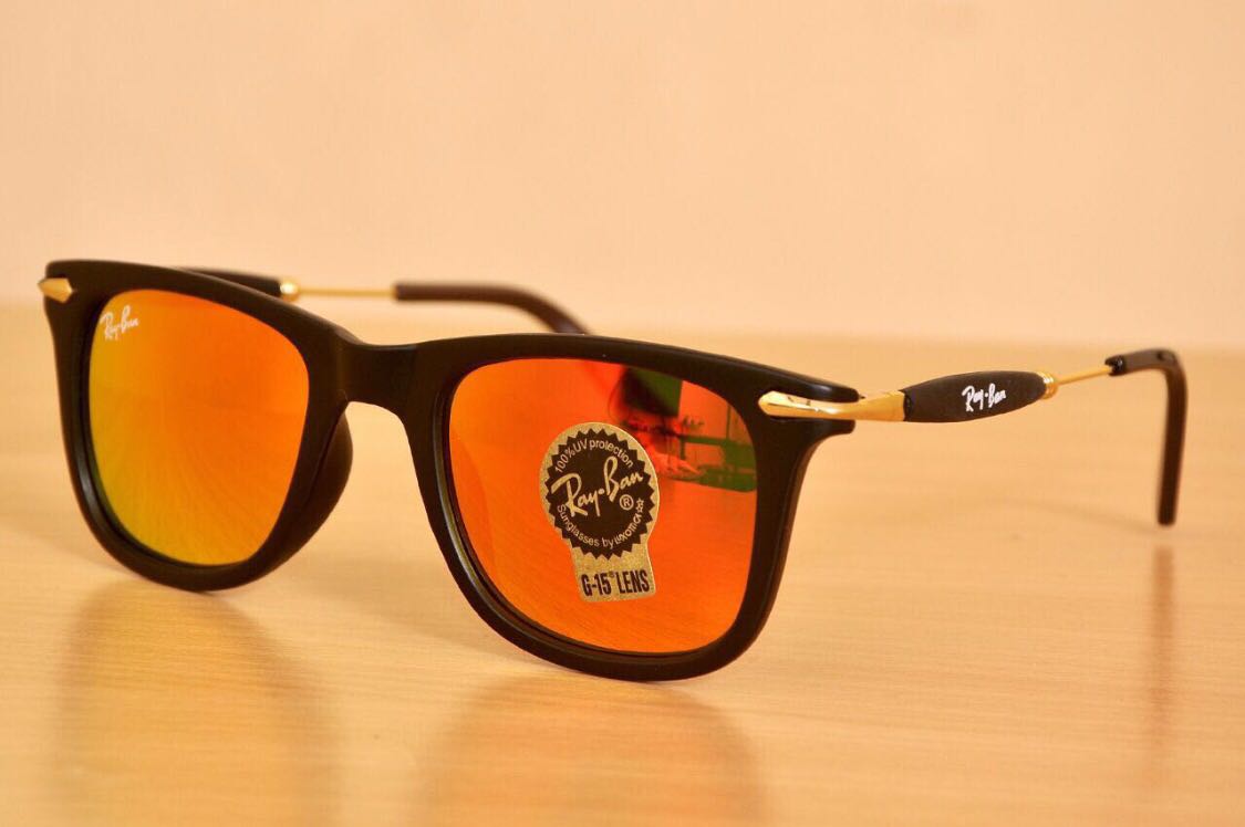 RAY-BAN New Modern Addition Orange & Gold 2148 Square Sunglass For Unisex