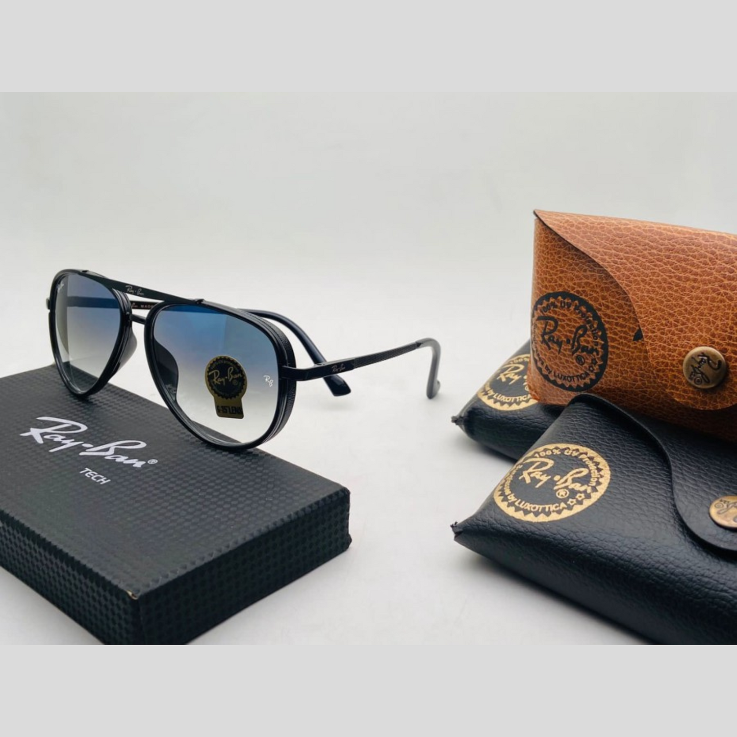 RAY-BAN Blue Shaded & Black 4414 Causal Latest Sunglass For Unisex.