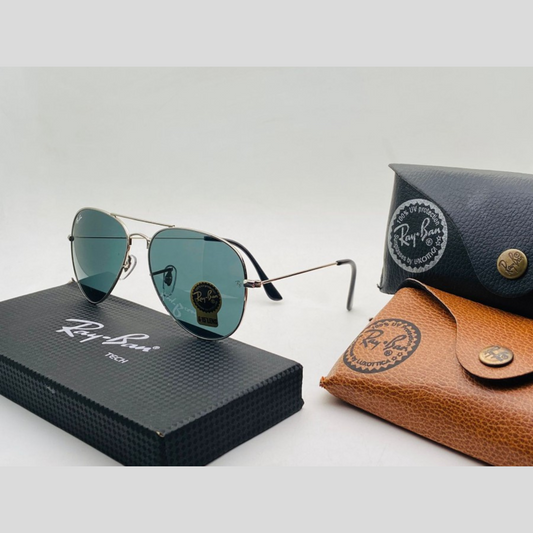 RAY-BAN Black & Silver 3026 Oval Aviator Metal Trendy Hot Favourite Wintage Sunglass For Unisex.