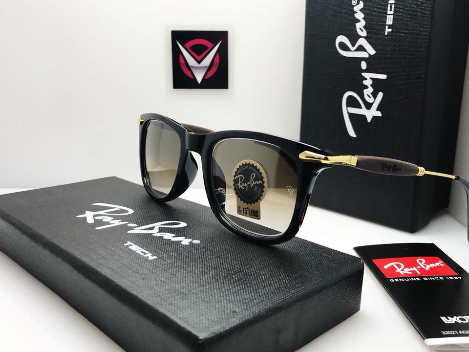 RAY-BAN New Modern Addition Brown Shaded & Gold 2148 Square Sunglass For Unisex