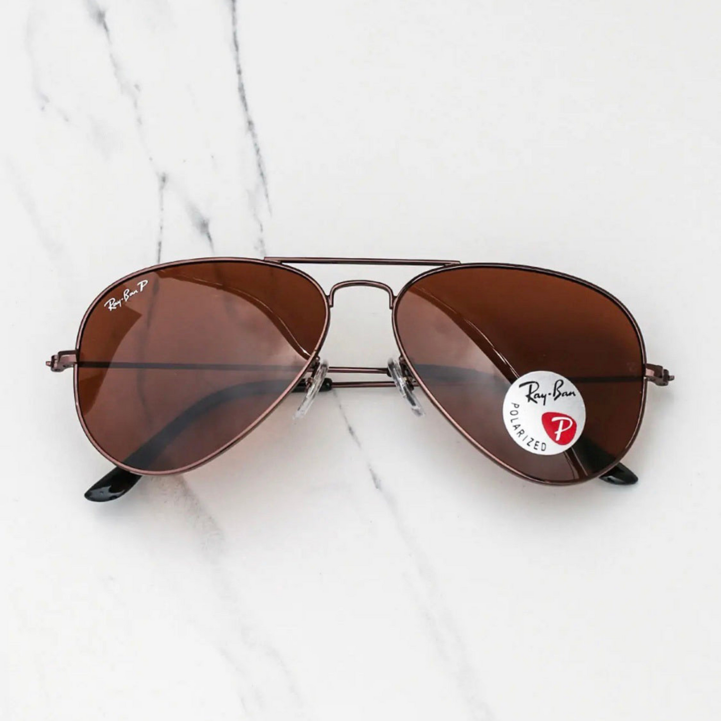 RAY-BAN Brown & Brown 3026 Aviator Causal Latest Sunglass For Unisex.