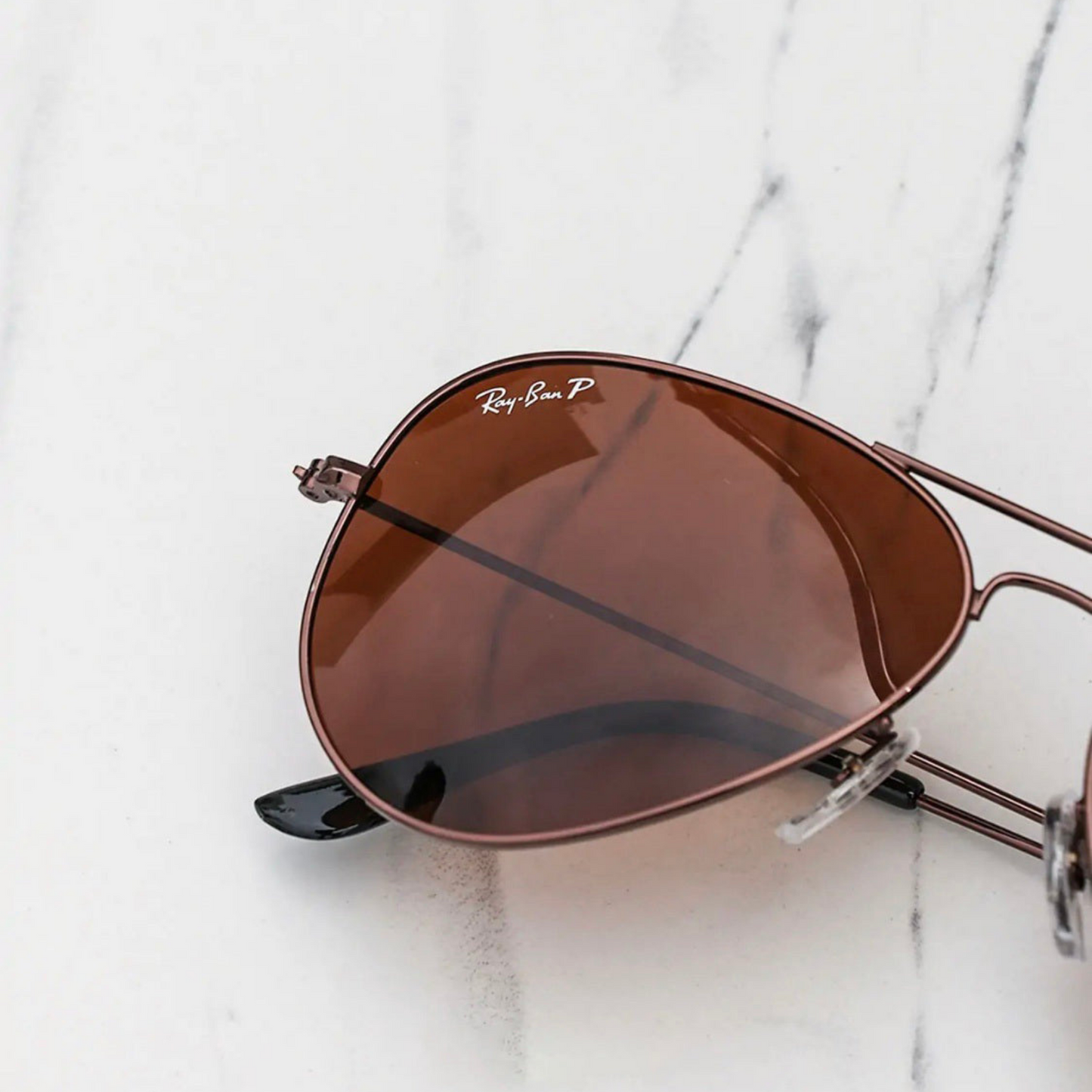 RAY-BAN Brown & Brown 3026 Aviator Causal Latest Sunglass For Unisex.