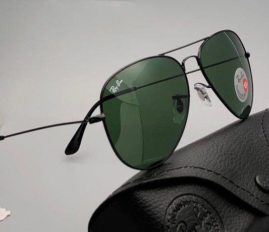 RAY-BAN Green & Black 3026 Oval Aviator Metal Trendy Hot Favourite Wintage Sunglass For Unisex.