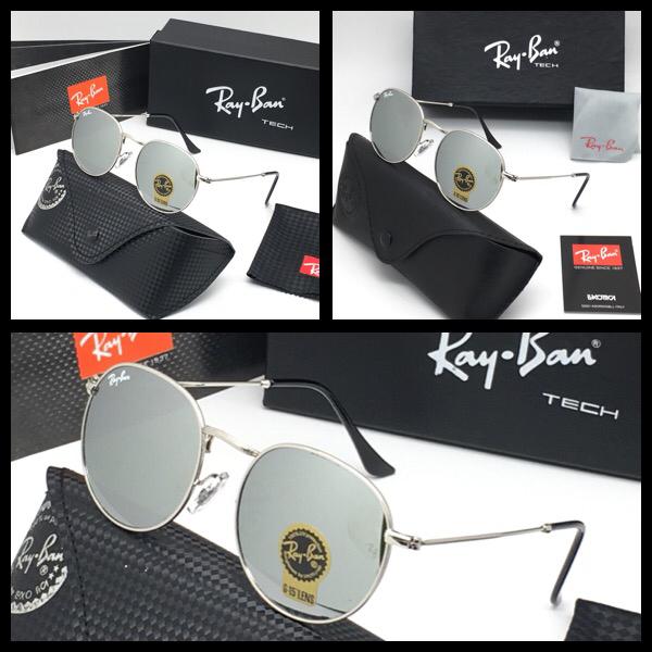 RAY-BAN Silver & Silver ( 3447) New 26-mm Men's Sunglasses.