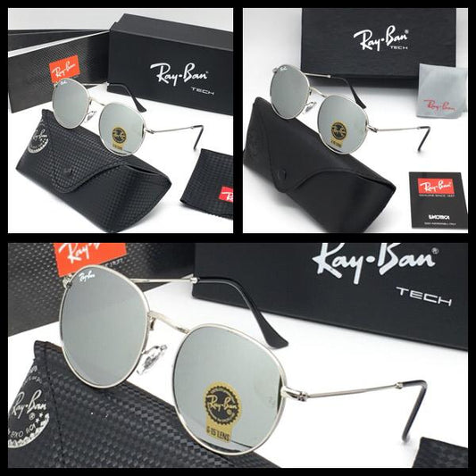 RAY-BAN New Stylish Attractive Silver & Silver 3447 Round Sunglass For Unisex