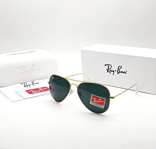 RAY-BAN Black & Gold 3026 Oval Aviator Metal Trendy Hot Favourite Wintage Sunglass For Unisex.