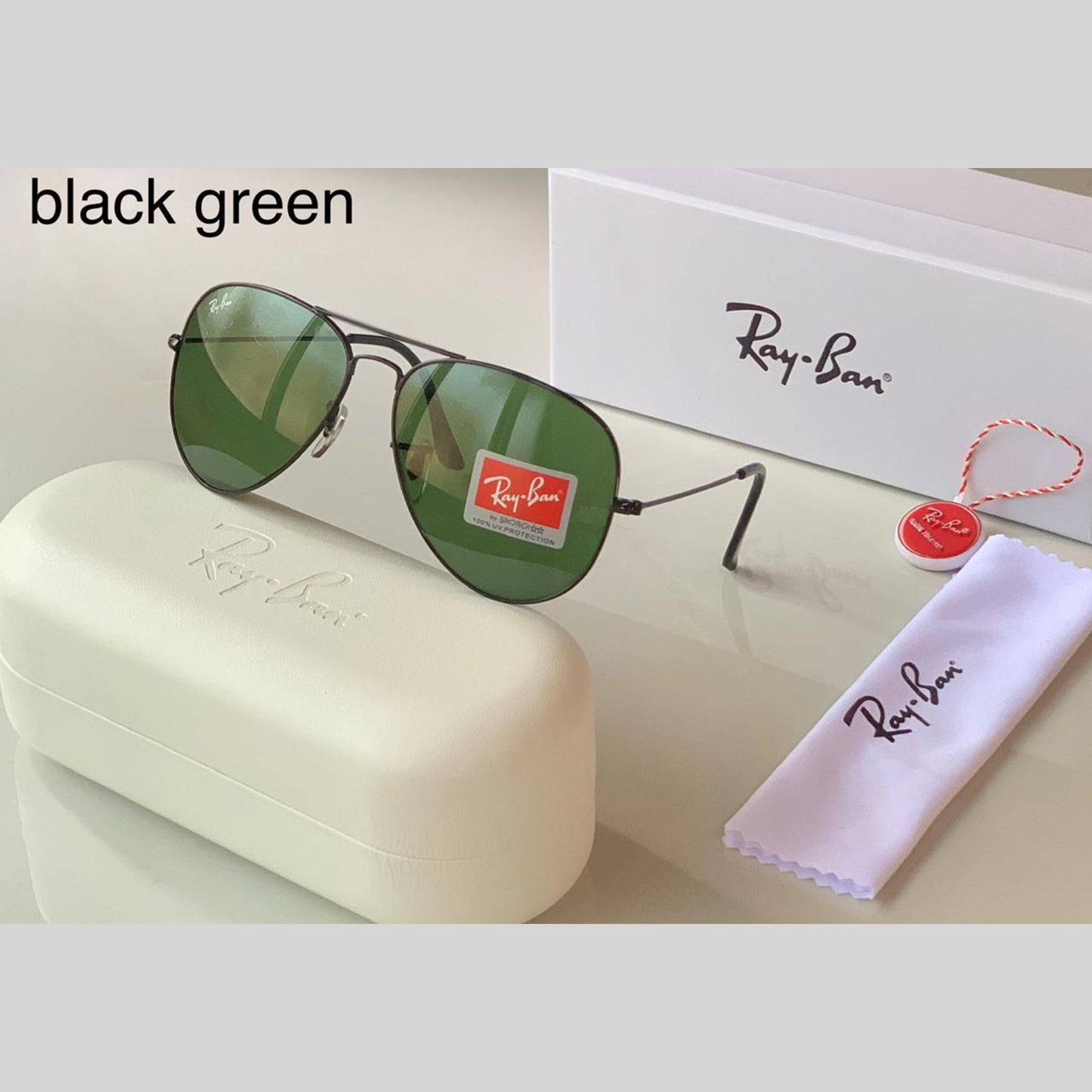 RAY-BAN Green & Black ( 3026 ) Aviator Men's Hot Favorite Trendy Sunglasses.