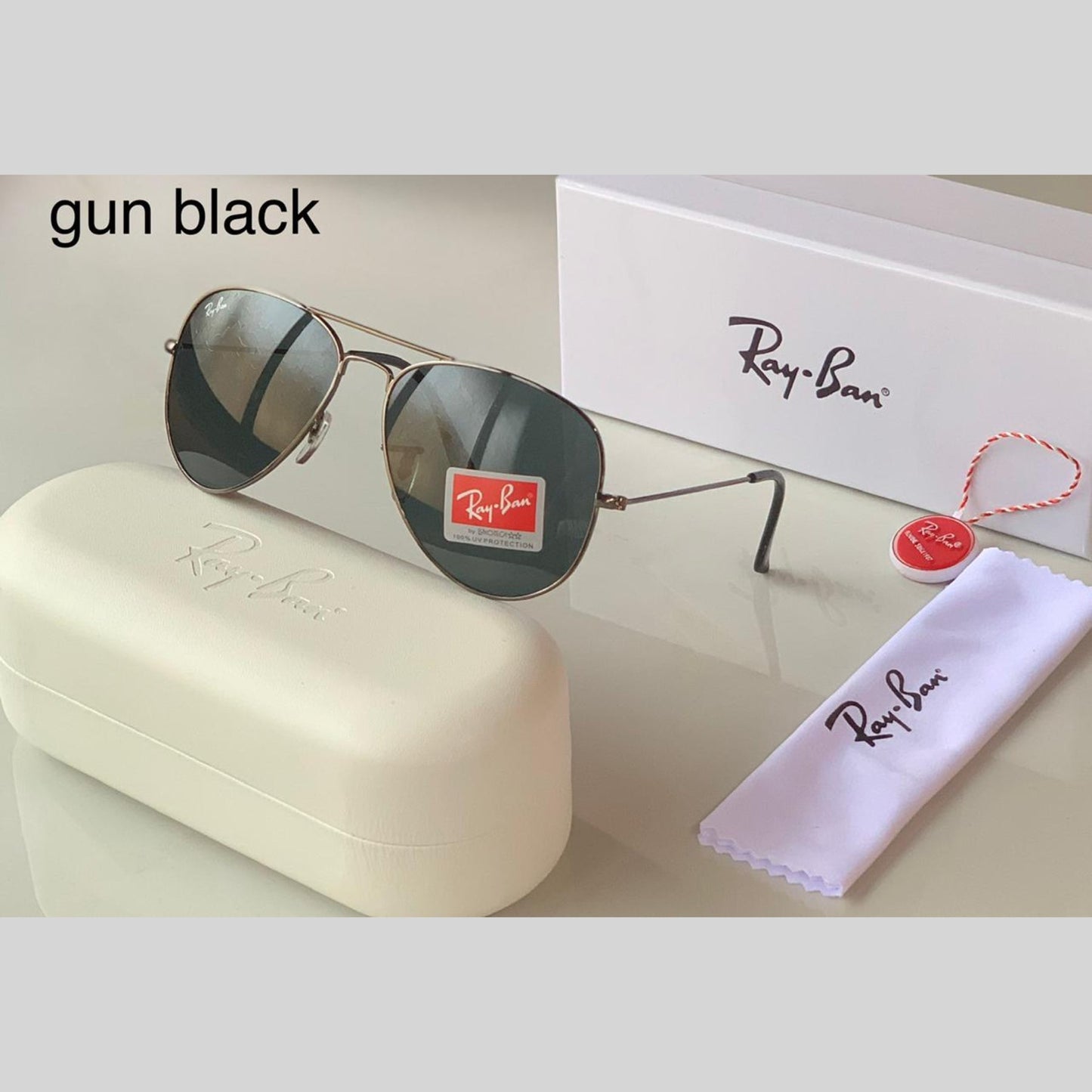 RAY-BAN Black & Black ( 3026 ) Aviator Men's Hot Favorite Trendy Sunglasses.