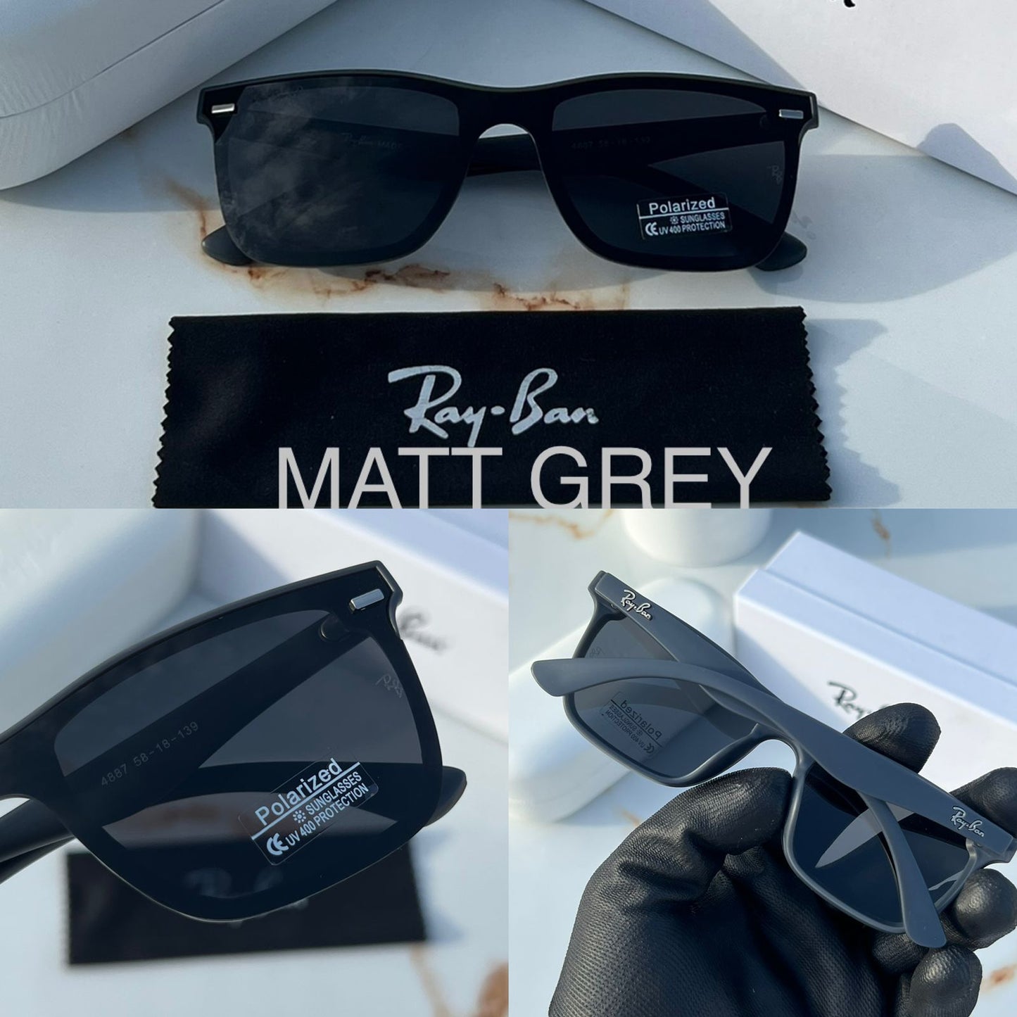 RAY-BAN Black & Black 6501 Square Trendy Hot Favourite Wintage Sunglass For Unisex.