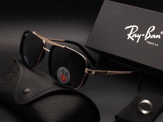 RAY-BAN Black & Gold 4413 Aviator Trendy Hot Favourite Wintage Sunglass For Unisex.