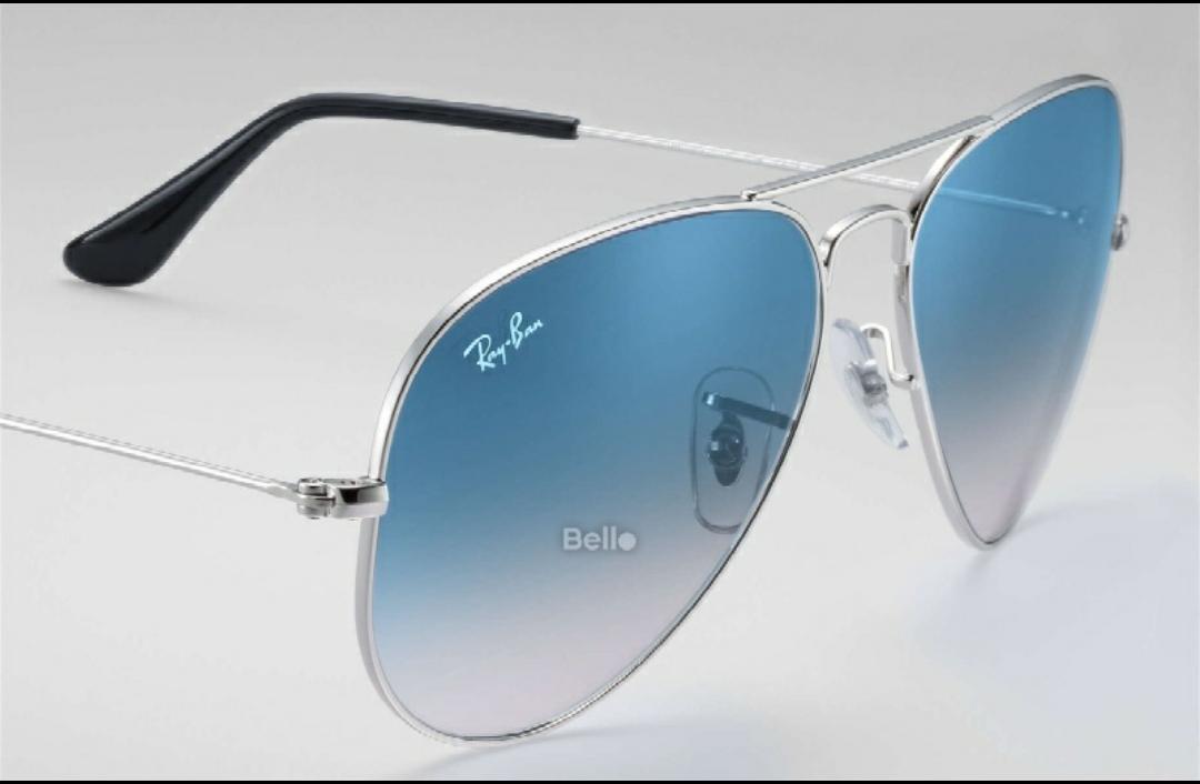 RAY-BAN Blue Shaded & Silver 3026 Aviator Causal Latest Sunglass For Unisex.