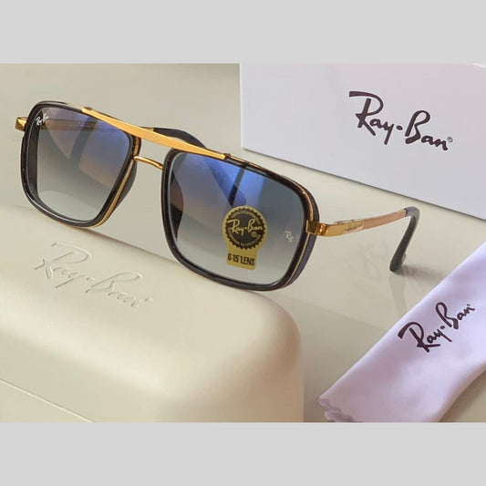 RAY-BAN Blue Shaded & Gold 4413 Square Causal Latest Sunglass For Unisex.