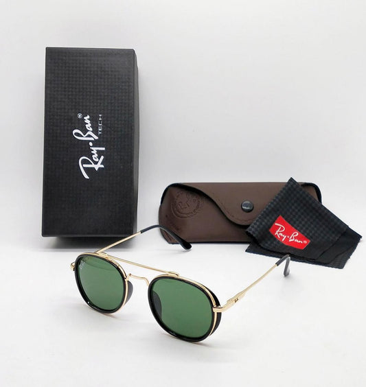 RAY-BAN Green & Gold 4612 Round Side Cap Causal All Suitable Sunglass For Men Women.