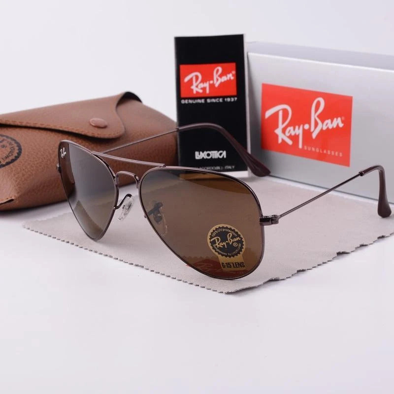 RAY-BAN Brown & Brown 3026 Aviator Trendy Hot Favourite Wintage Sunglass For Unisex.