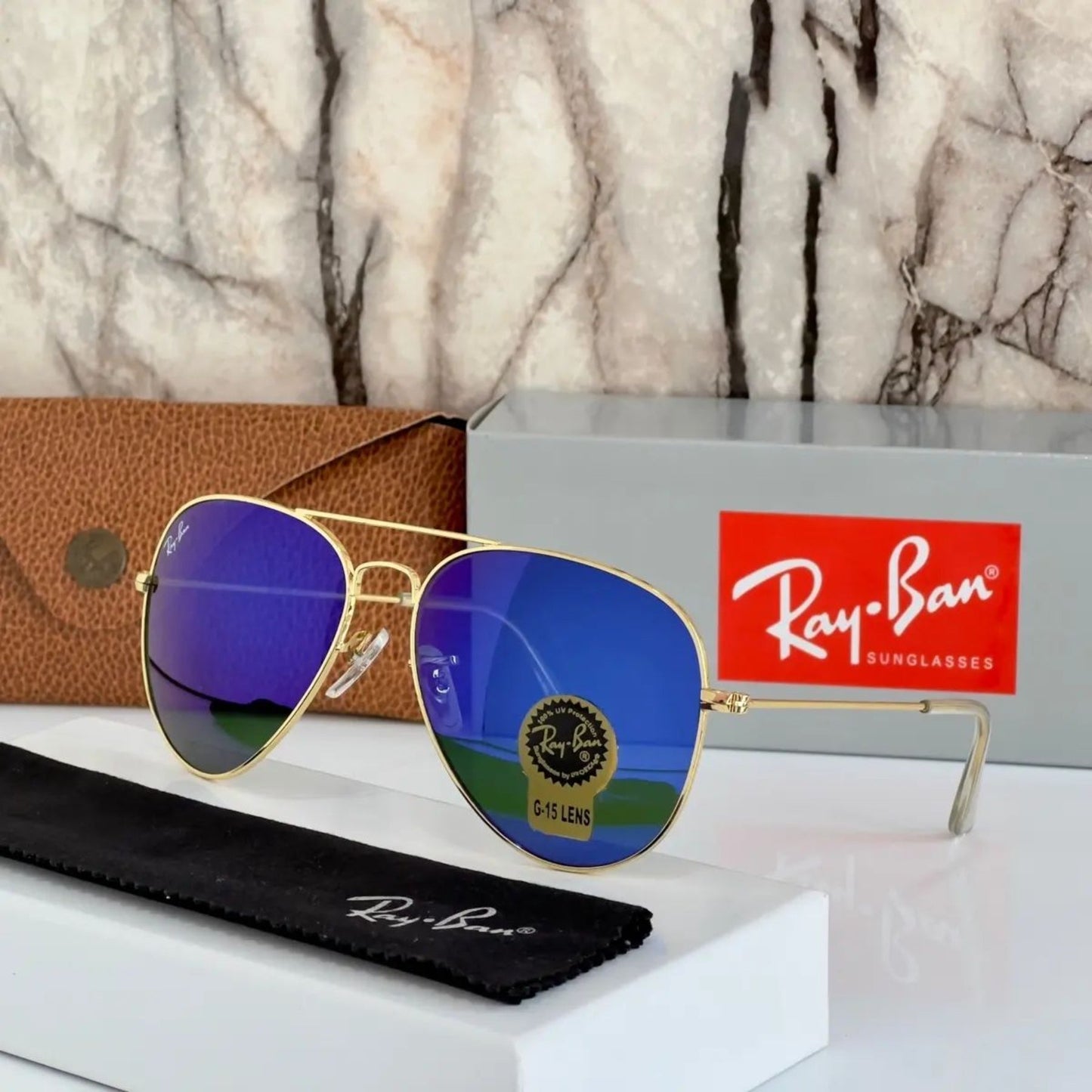 New Modern Stylish Addition Shaded Blue Shade & Gold 3026 Oval Sunglass For Unisex