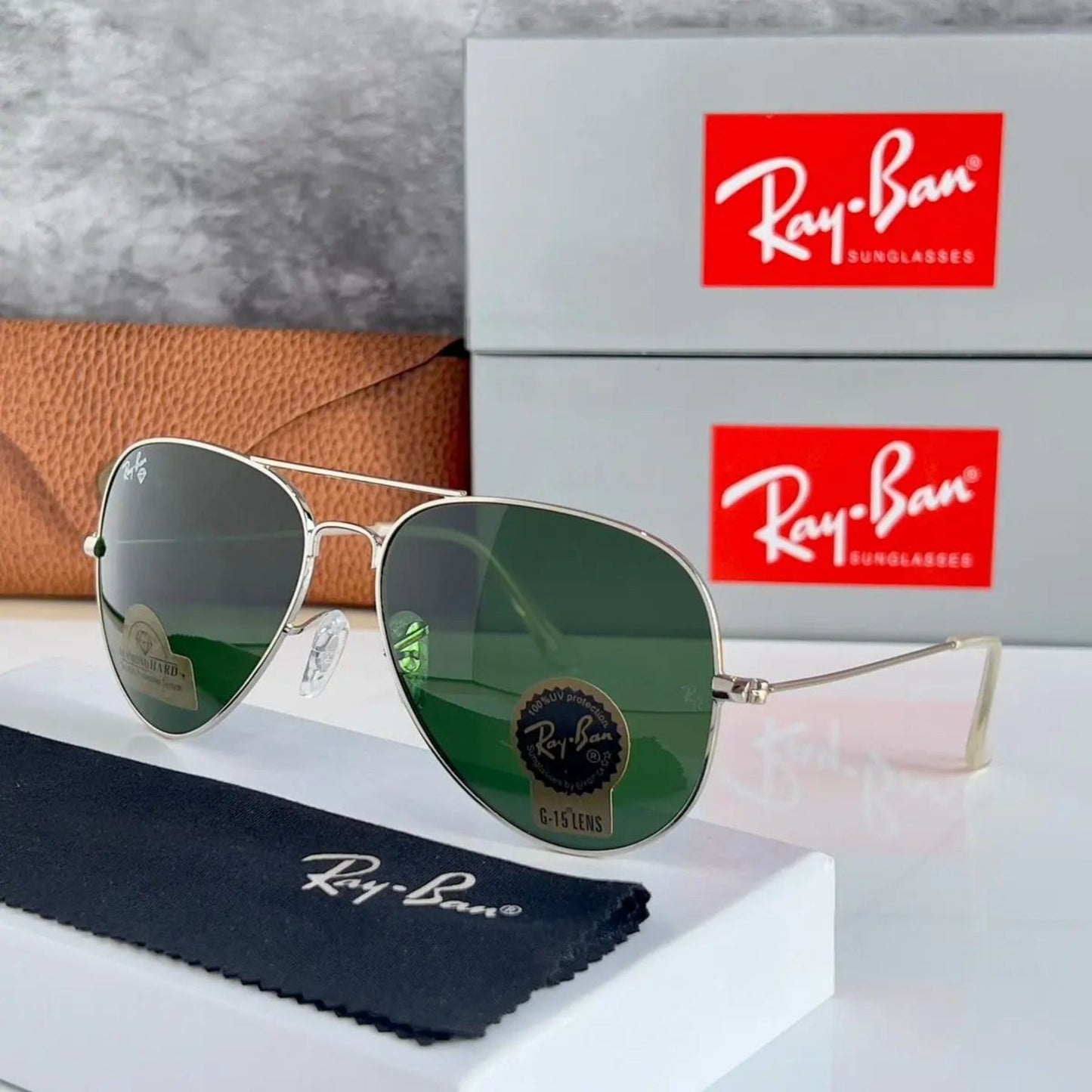 RAY-BAN New Fancy Men's Oval Aviator Silver Metal Frame Trendy Hot Favourite Wintage Sunglass For Unisex.