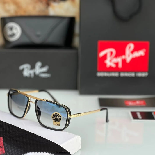 RAY-BAN Blue Shade & Gold 4413 Square Side Cap Trendy Hot Favourite Wintage Sunglass For Unisex.