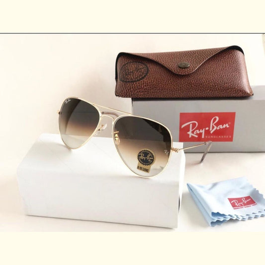 Brown Shade & Gold 3026 Oval Aviator Metal Trendy Hot Favourite Wintage Sunglass For Unisex.