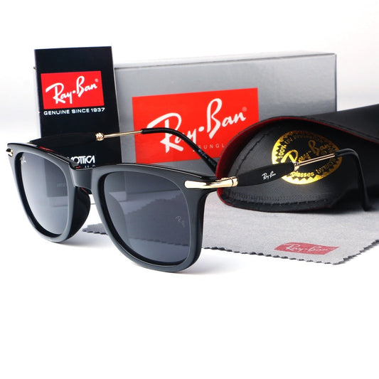 RAY-BAN Black Gold 2148 Square Trendy Hot Favourite Wintage Sunglass For Unisex.