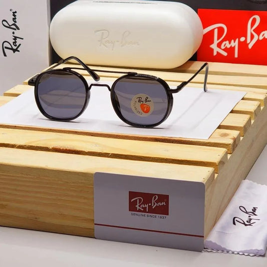 RAY-BAN Black & Black 4612 Round Side Cap Causal Free All Suitable Sunglass For Men Women.