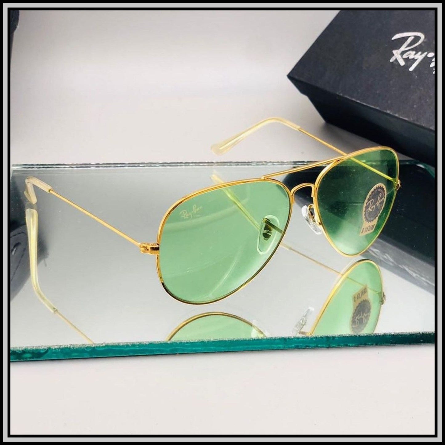 RAY-BAN Green & Gold ( 3026 ) New 26-mm Men's Sunglasses.