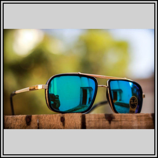 RAY-BAN Aqua Blue & Gold ( 4413 ) New 26-mm Men's Sunglasses.