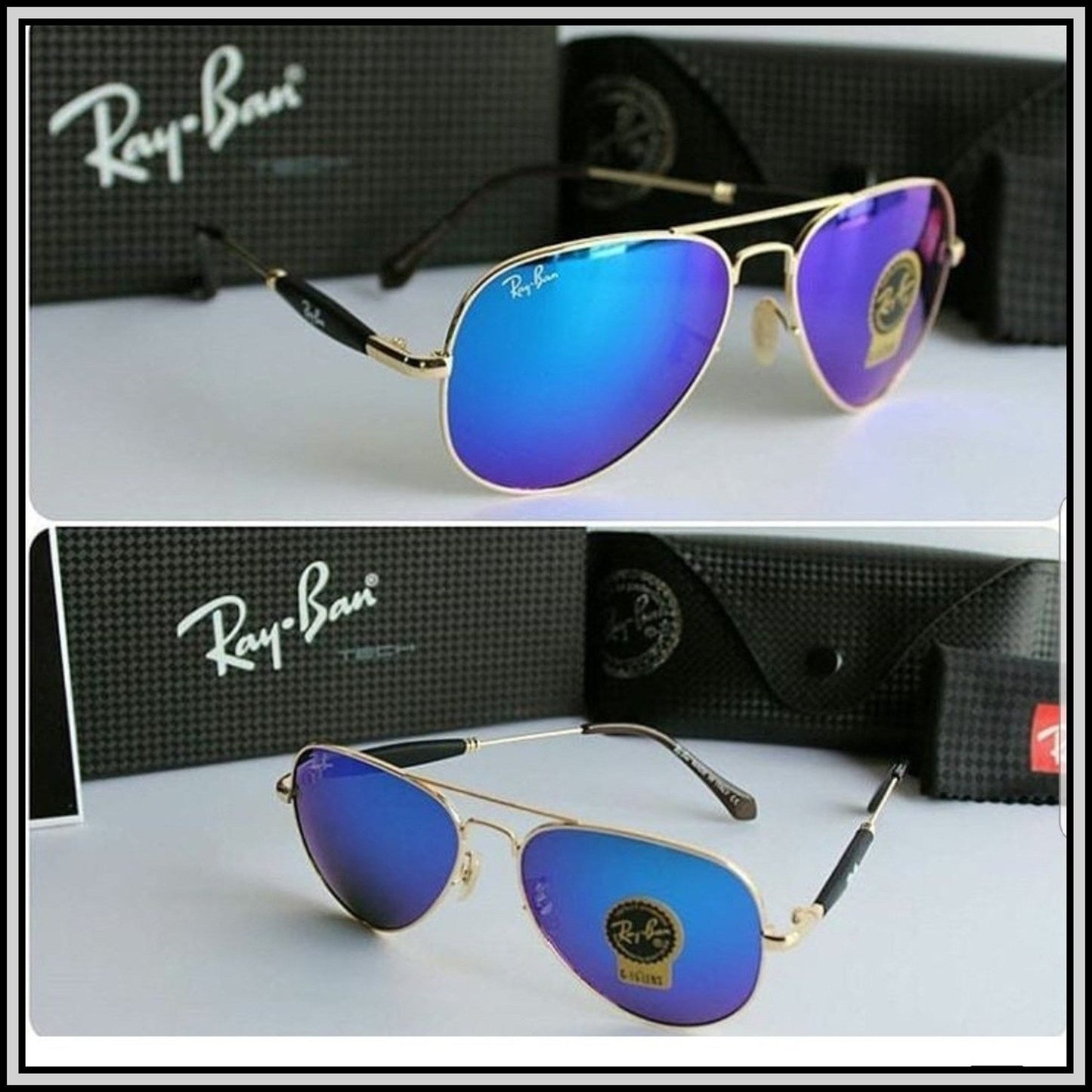 RAY-BAN Blue & Gold ( 3517 ) New 26-mm Men's Sunglasses.