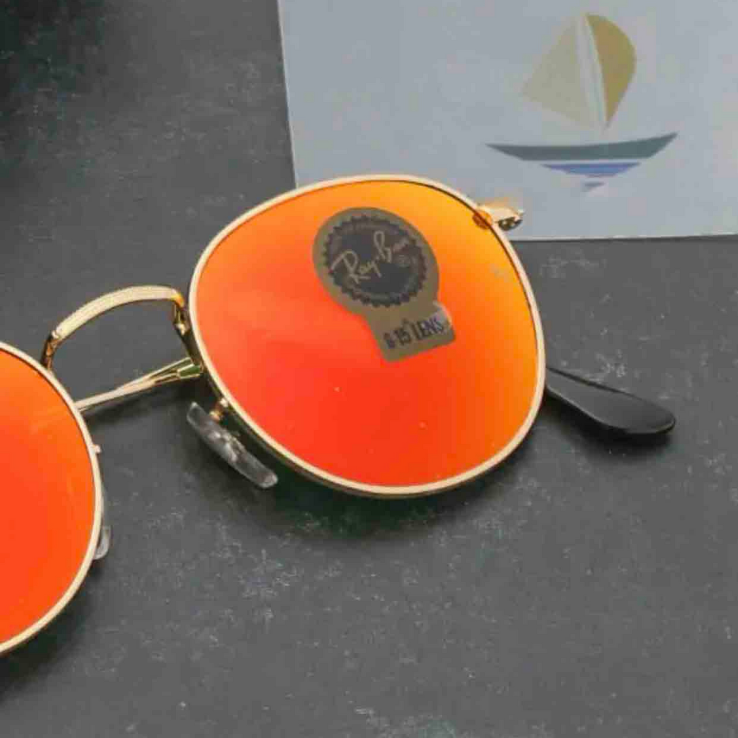New Stylish Attractive Orange & Gold 3447 Round Sunglass For Unisex