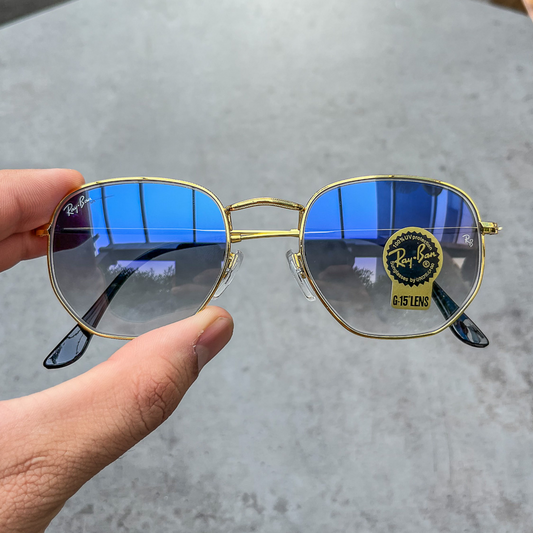 New Stylish Attractive Blue Shaded & Gold 3447 Round Sunglass For Unisex