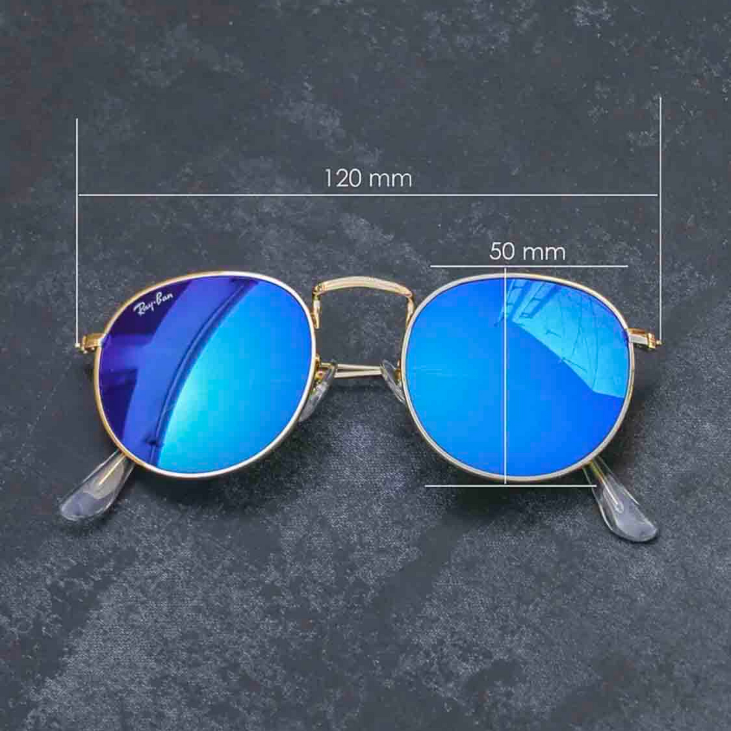 New Stylish Attractive Blue & Gold 3447 Round Sunglass For Unisex