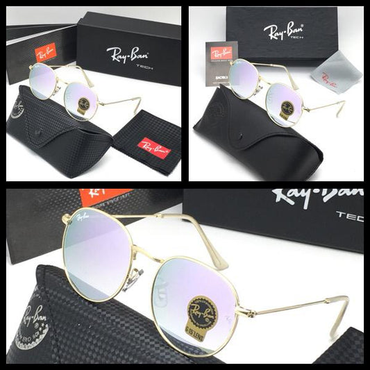 New Stylish Attractive Clear & Gold 3447 Round Sunglass For Unisex