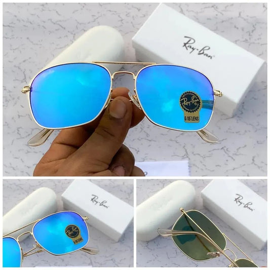 New Attractive Blue & Gold 3136 Square Aviator Style Sunglass For Unisex