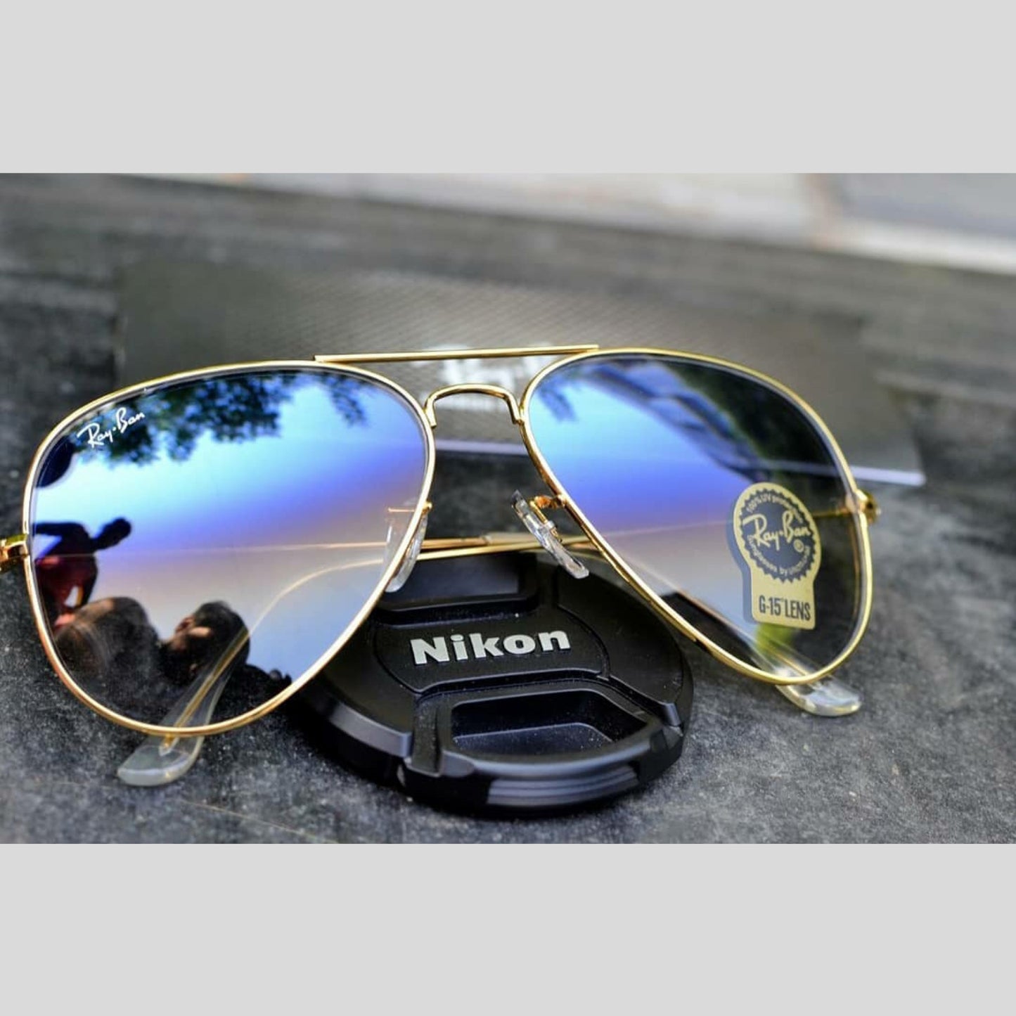 Blue Shaded & Gold 3026 Oval Aviator Causal Latest Sunglass For Unisex.