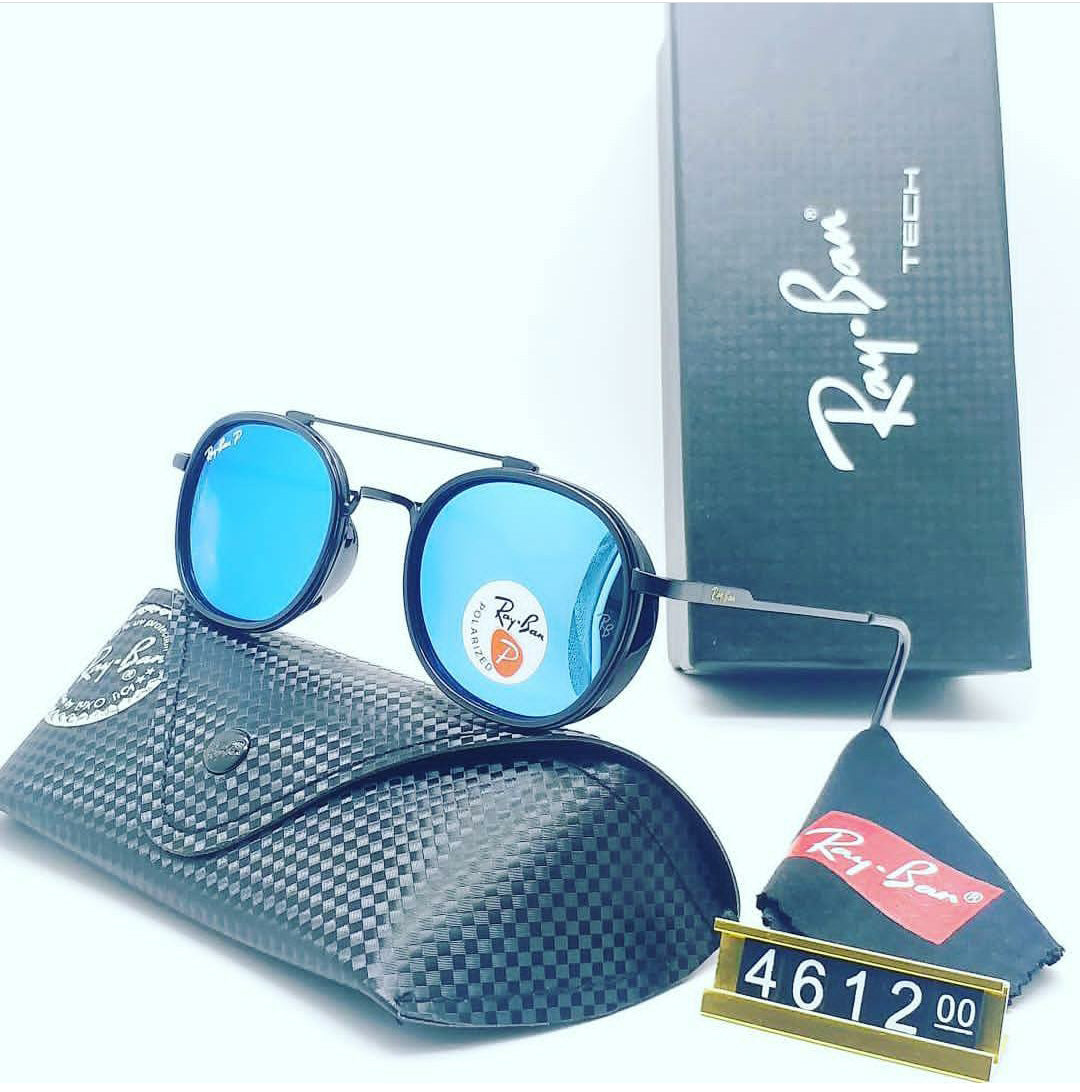 Blue & Black 4612 Round Side Cap Causal All Suitable Sunglass For Men Women.