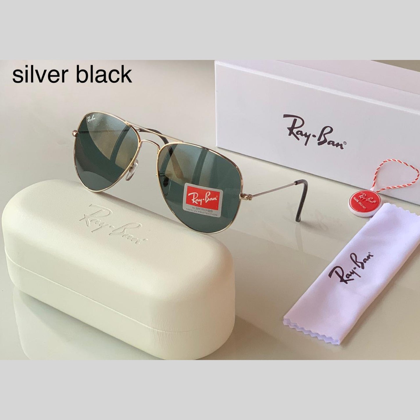 Black & Silver ( 3026 ) Aviator Men's Hot Favorite Trendy Sunglasses.
