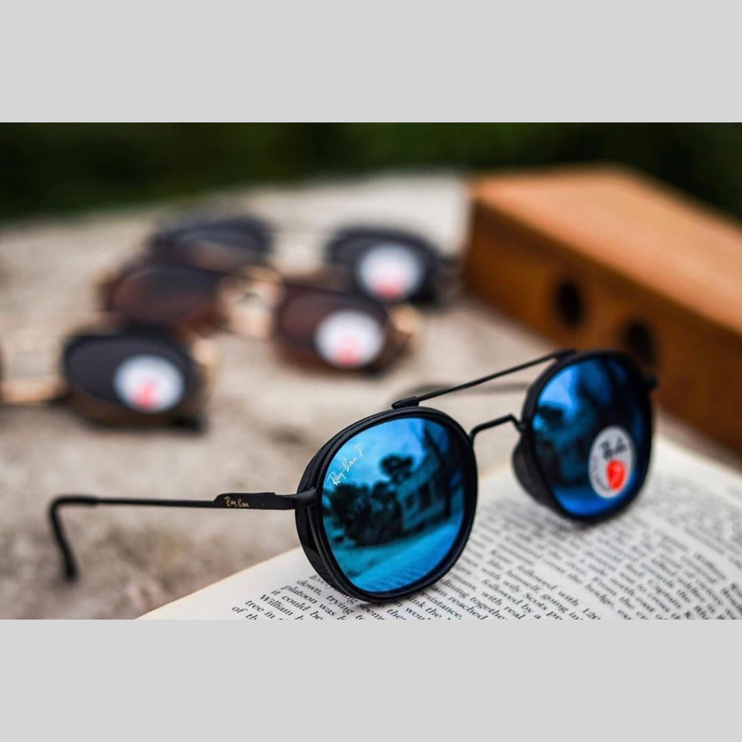 Blue & Black 4612 Round Side Cap Causal All Suitable Sunglass For Men Women.